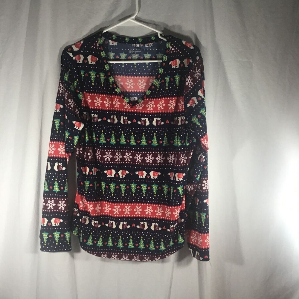 No Boundaries Women's XXXL Christmas Bear Brushed Long Sleeve Sweater